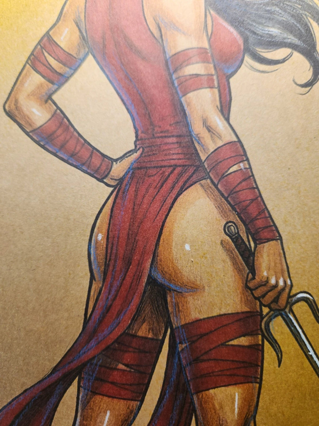 Elektra Comic Art Original Fine Mixed Media | Rare 1 of 1 | COA Included | 8.5x11 on Premium Archival Cardstock