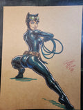 Catwoman Comic Art Original Fine Mixed Media | Rare 1 of 1 | COA Included | 8.5x11 on Premium Archival Cardstock