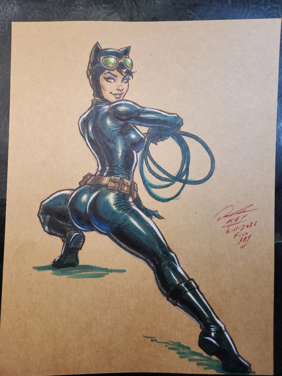 Catwoman Comic Art Original Fine Mixed Media | Rare 1 of 1 | COA Included | 8.5x11 on Premium Archival Cardstock