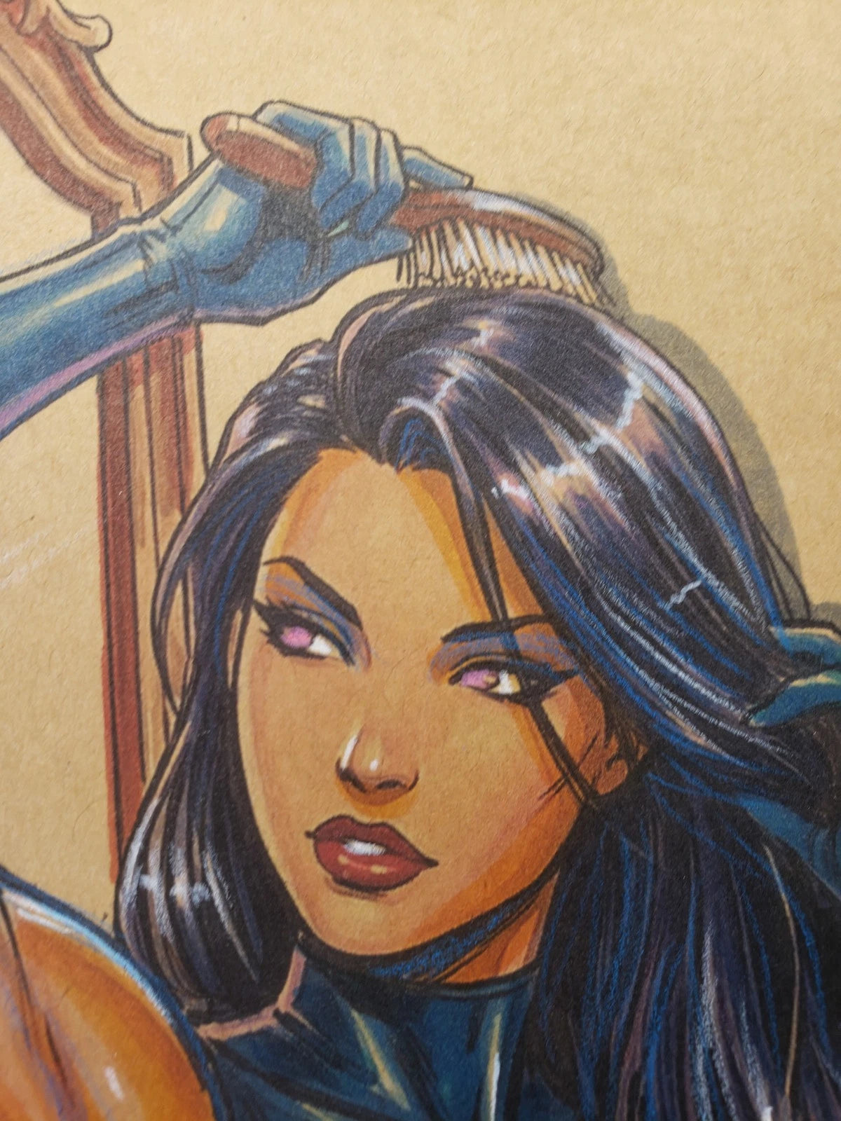 Psylocke Comic Art Original Fine Mixed Media | Rare 1 of 1 | COA Included | 8.5x11 on Premium Archival Cardstock