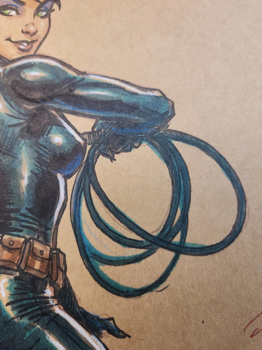 Catwoman Comic Art Original Fine Mixed Media | Rare 1 of 1 | COA Included | 8.5x11 on Premium Archival Cardstock