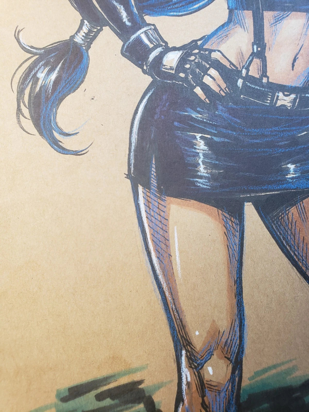 Tifa Lockheart Comic Art Original Fine Mixed Media | Rare 1 of 1 | COA Included | 8.5x11 on Premium Archival Cardstock