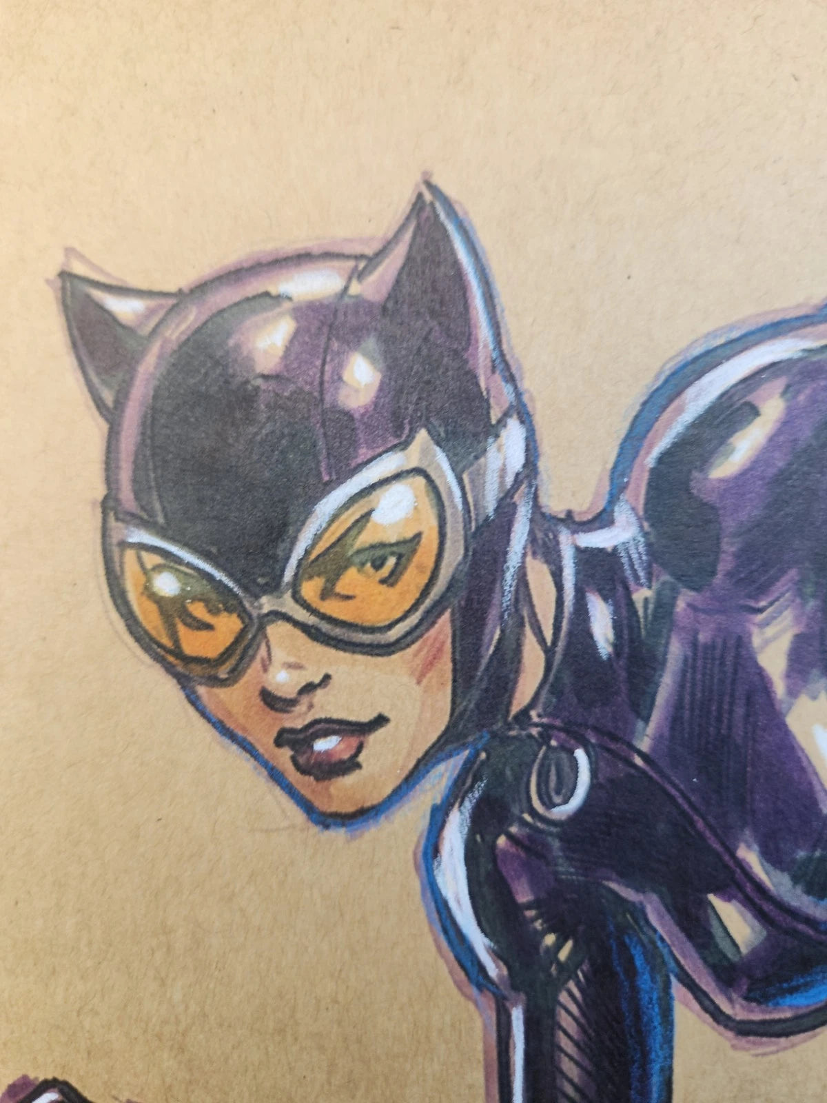 Catwoman Comic Art Original Fine Mixed Media | Rare 1 of 1 | COA Included | 8.5x11 on Premium Archival Cardstock