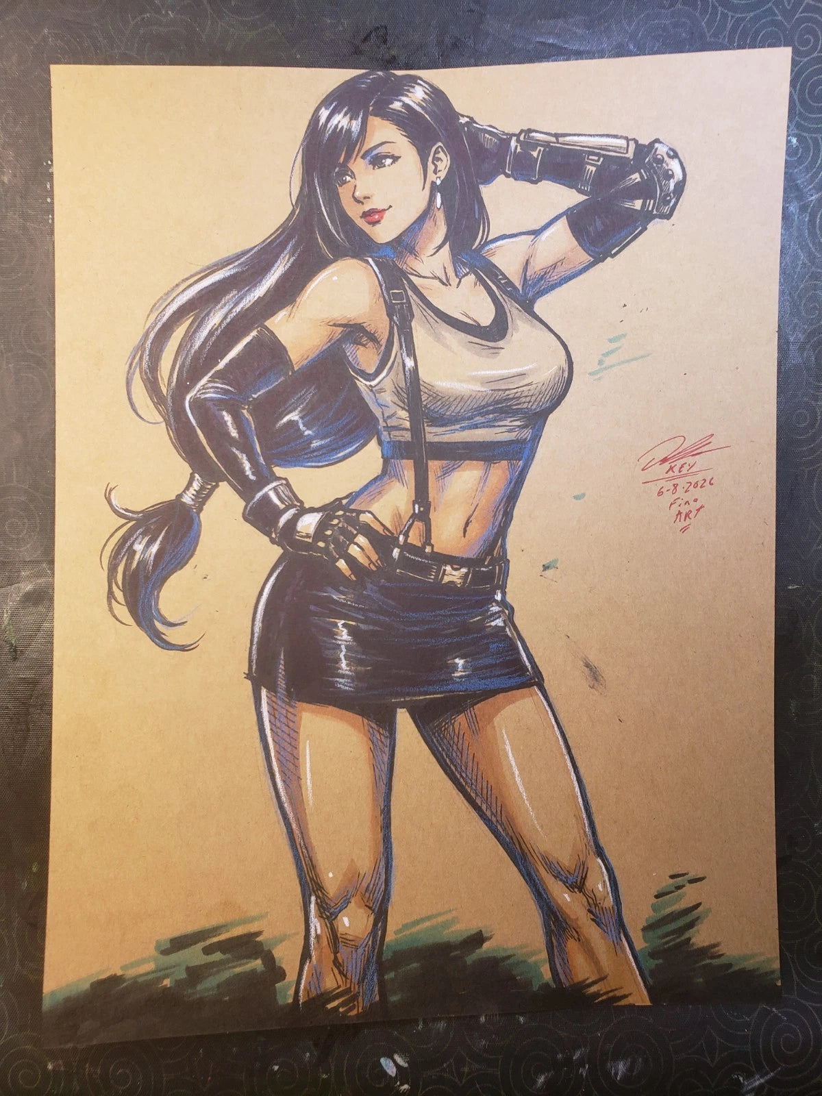 Tifa Lockheart Comic Art Original Fine Mixed Media | Rare 1 of 1 | COA Included | 8.5x11 on Premium Archival Cardstock