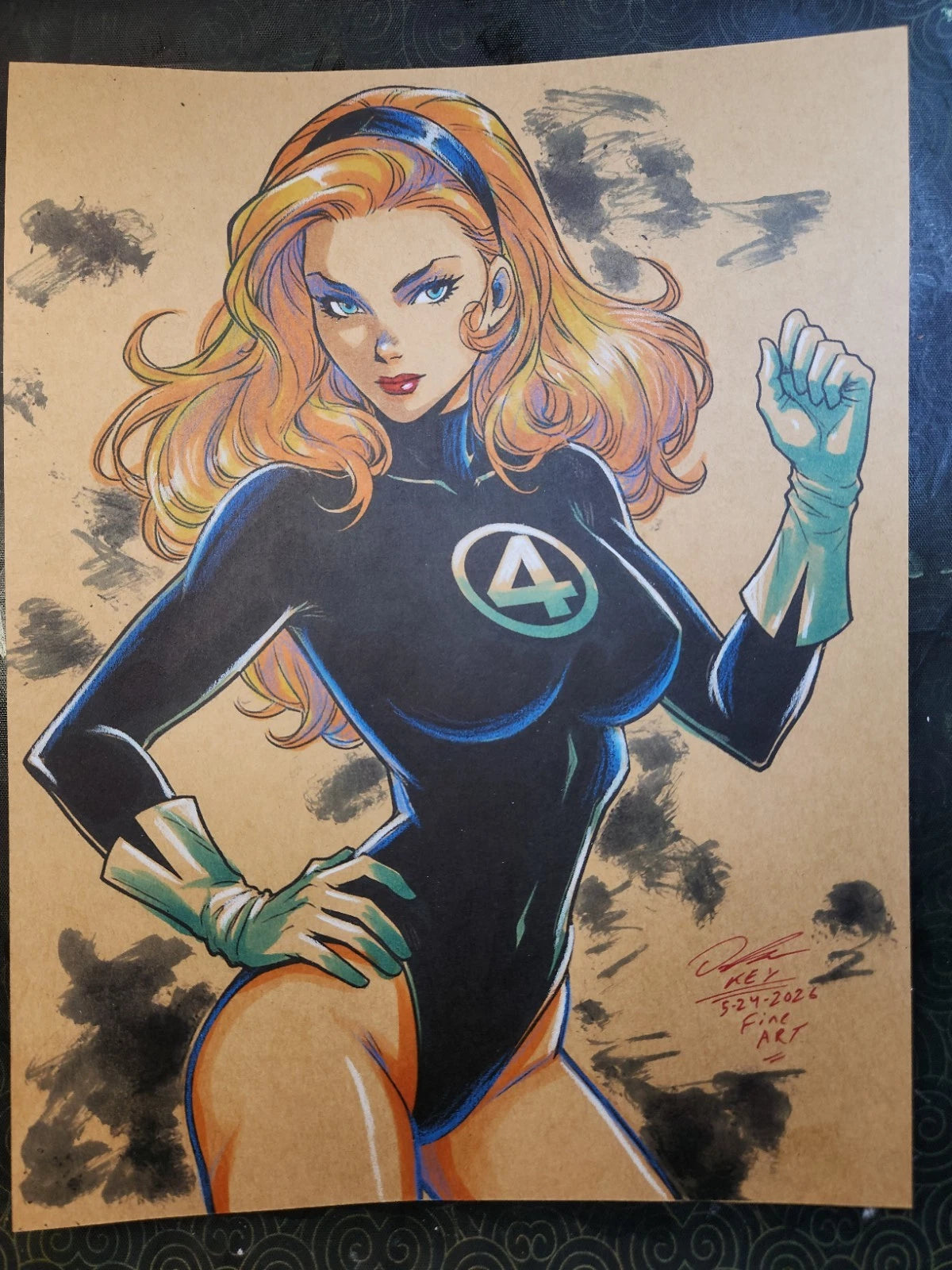 Sue Storm Comic Art Original Fine Mixed Media | Rare 1 of 1 | COA Included | 8.5x11 on Premium Archival Cardstock