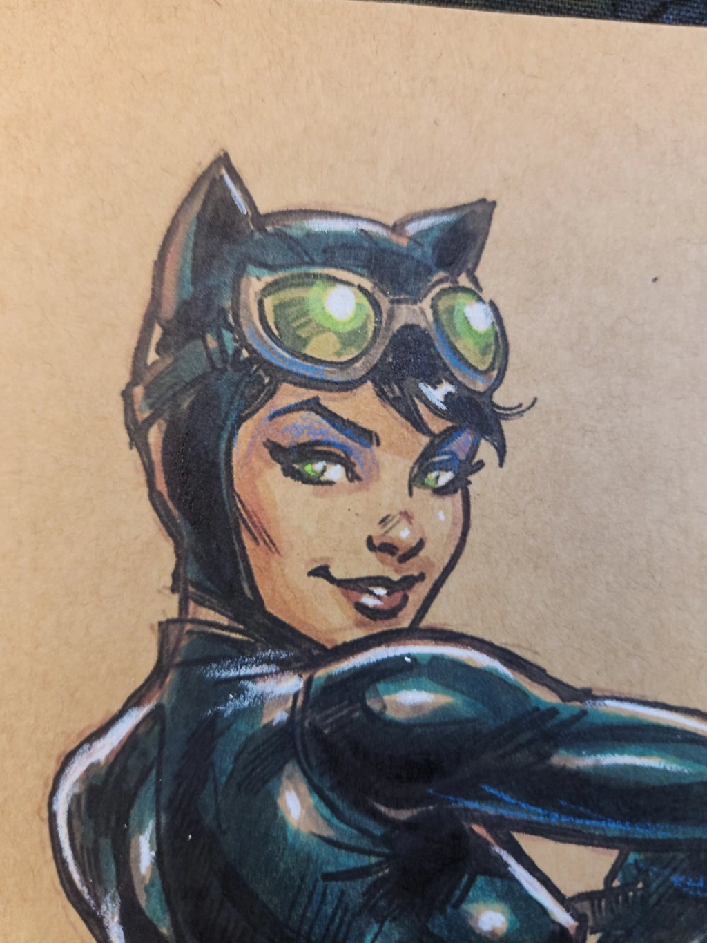 Catwoman Comic Art Original Fine Mixed Media | Rare 1 of 1 | COA Included | 8.5x11 on Premium Archival Cardstock