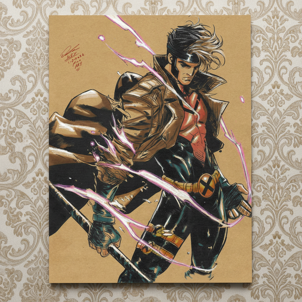 Gambit Art Illustration Hard Signed 8.5x11in Fine Art PRINT ...