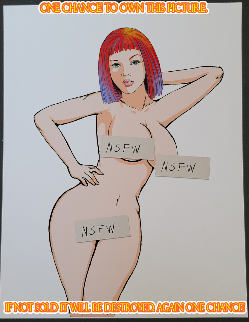 Leeloo 5th Element Nude Pin-Up Color Illustration Art Print | KeyeskeKara  Creations